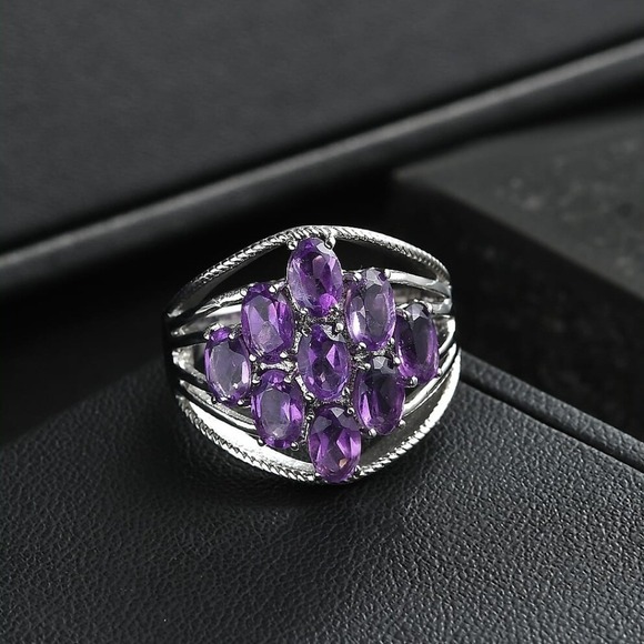 EverTrue Jewelry - EverTrue African Amethyst Ring Stainless Steel 3.20 CTW Size 7 New with Box NWT.